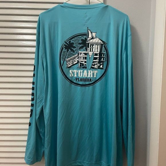 $ Island Beach Men's Long Sleeve T-Shirt Blue Size XXL - Picture 2 of 3